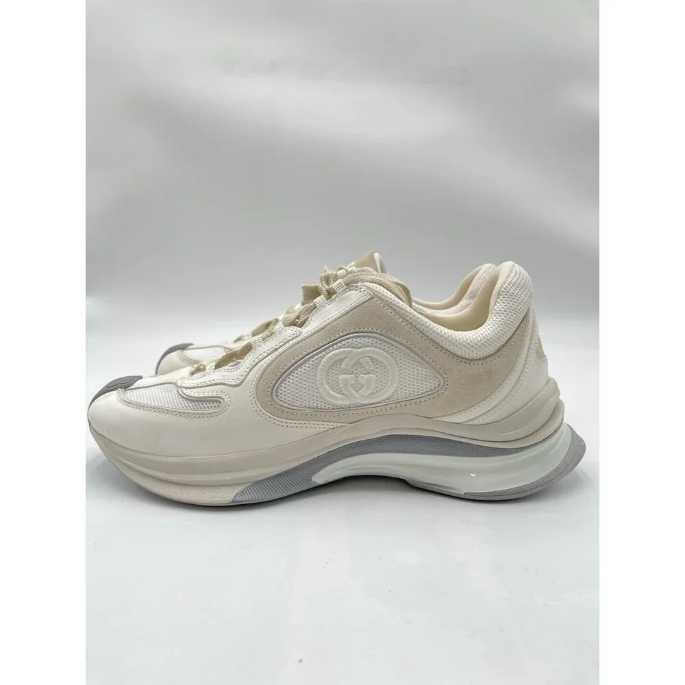 GUCCI Run GG White/Beige Leather Low Top Sneakers UK Size 6 - Picture 3 of 6
